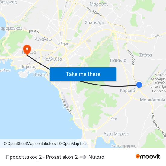 Προαστιακος 2 - Proastiakos 2 to Νίκαια map