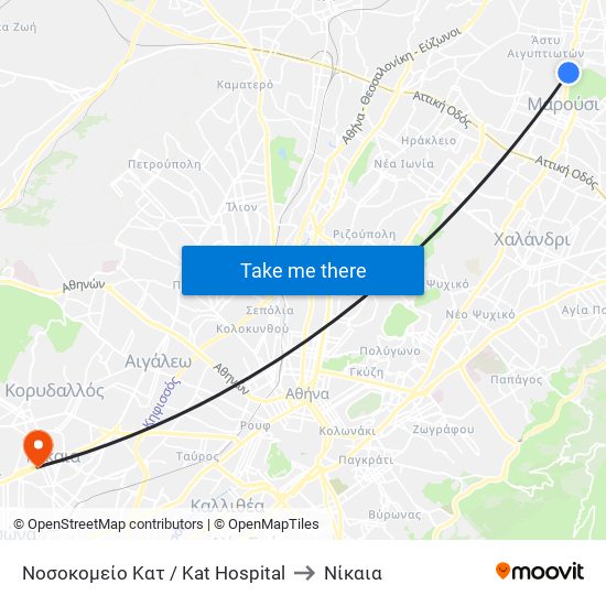 Νοσοκομείο Κατ / Kat Hospital to Νίκαια map