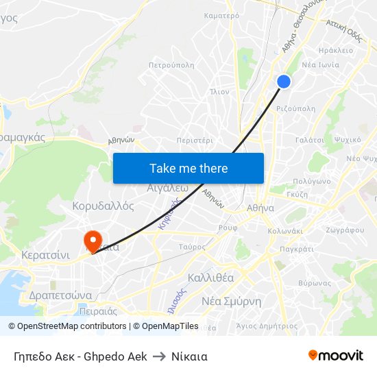 Γηπεδο Αεκ - Ghpedo Aek to Νίκαια map