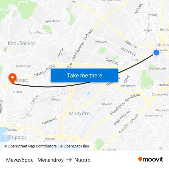 Μενανδρου - Menandroy to Νίκαια map