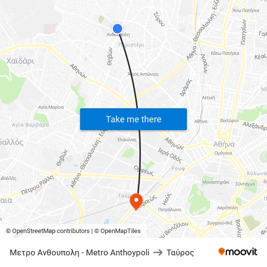 Μετρο Ανθουπολη - Metro Anthoypoli to Ταύρος map