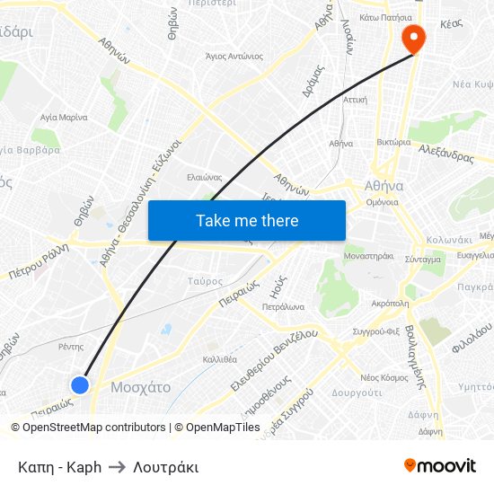 Καπη - Kaph to Λουτράκι map