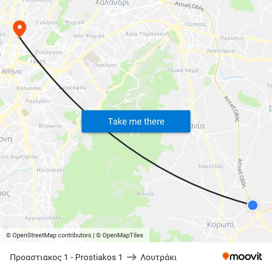 Προαστιακος 1 - Prostiakos 1 to Λουτράκι map