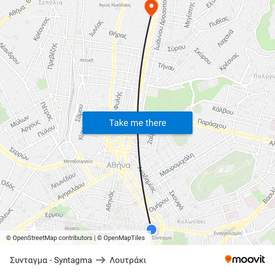 Συνταγμα - Syntagma to Λουτράκι map