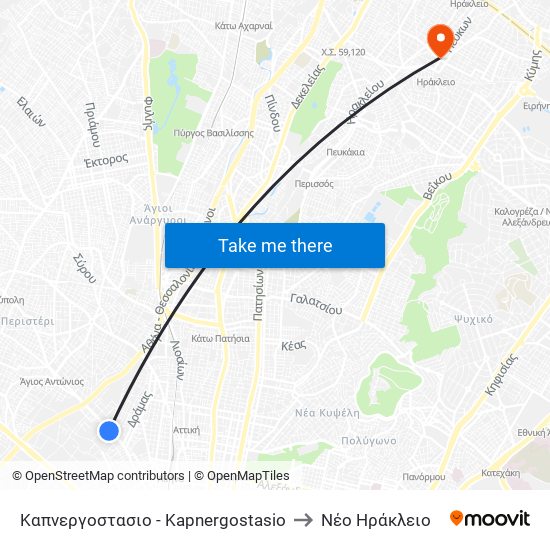 Καπνεργοστασιο - Kapnergostasio to Νέο Ηράκλειο map