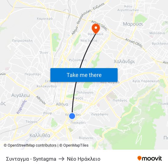 Συνταγμα - Syntagma to Νέο Ηράκλειο map