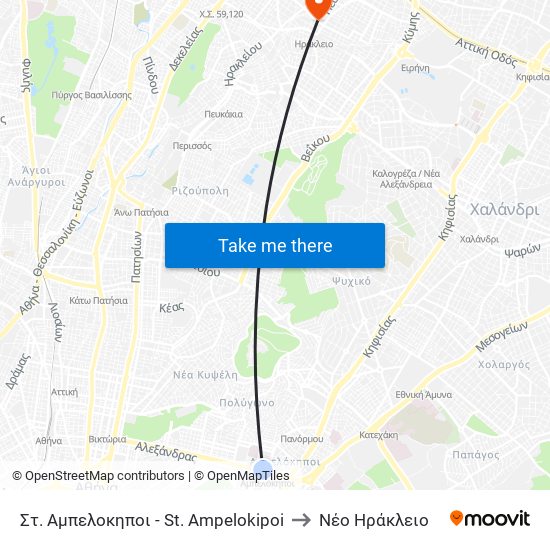 Στ. Αμπελοκηποι - St. Ampelokipoi to Νέο Ηράκλειο map