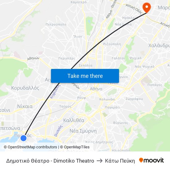 Δημοτικό Θέατρο - Dimotiko Theatro to Κάτω Πεύκη map