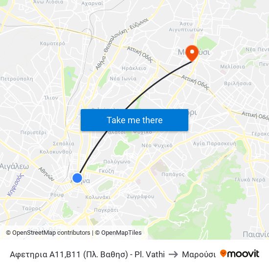 Αφετηρια Α11,Β11 (Πλ. Βαθησ) - Pl. Vathi to Μαρούσι map