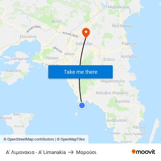 Α' Λιμανακια - A' Limanakia to Μαρούσι map