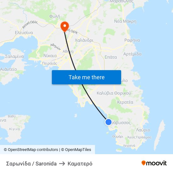 Σαρωνίδα / Saronida to Καματερό map