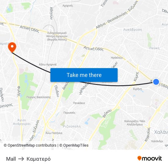 Mall to Καματερό map