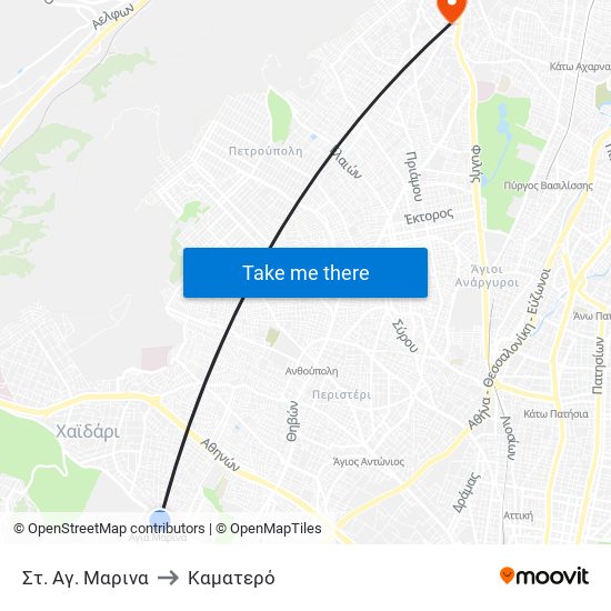 Στ. Αγ. Μαρινα to Καματερό map