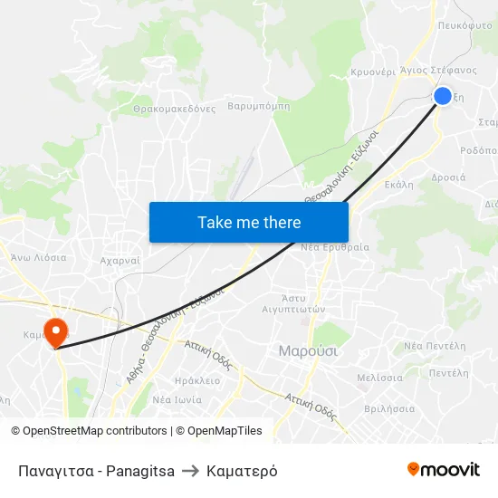 Παναγιτσα - Panagitsa to Καματερό map
