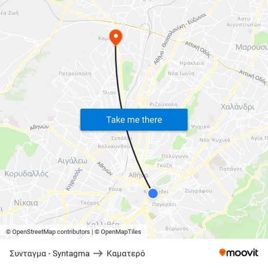 Συνταγμα - Syntagma to Καματερό map