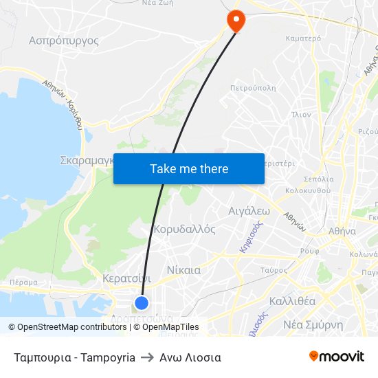 Ταμπουρια - Tampoyria to Ανω Λιοσια map