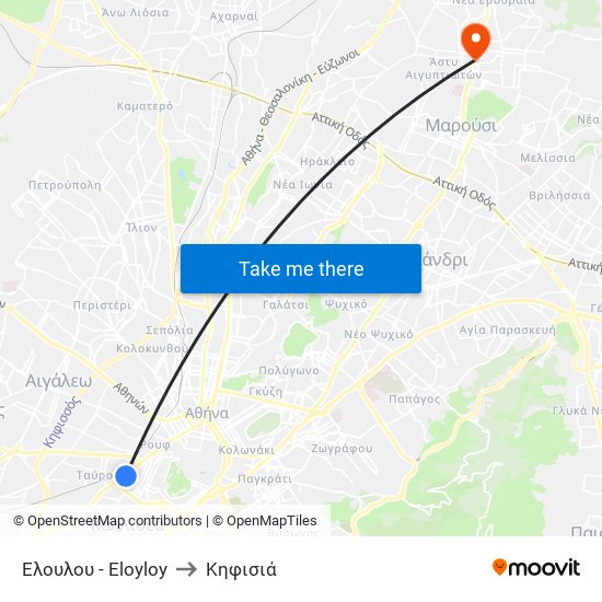 Ελουλου - Eloyloy to Κηφισιά map