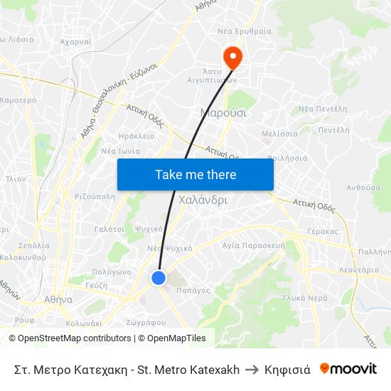Στ. Μετρο Κατεχακη - St. Metro Katexakh to Κηφισιά map
