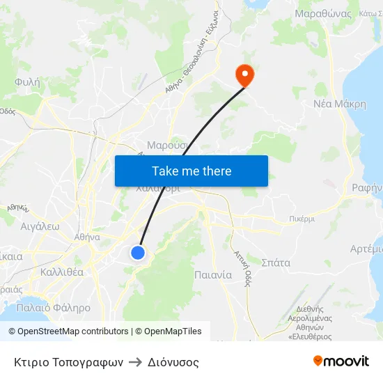 Κτιριο Τοπογραφων to Διόνυσος map