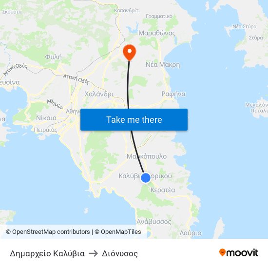 Δημαρχείο Καλύβια to Διόνυσος map