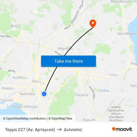 Τερμα 227 (Αγ. Αρτεμιοσ) to Διόνυσος map