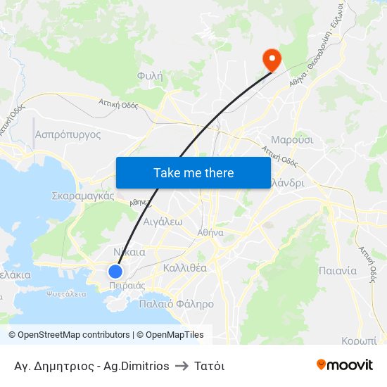 Αγ. Δημητριος - Ag.Dimitrios to Τατόι map