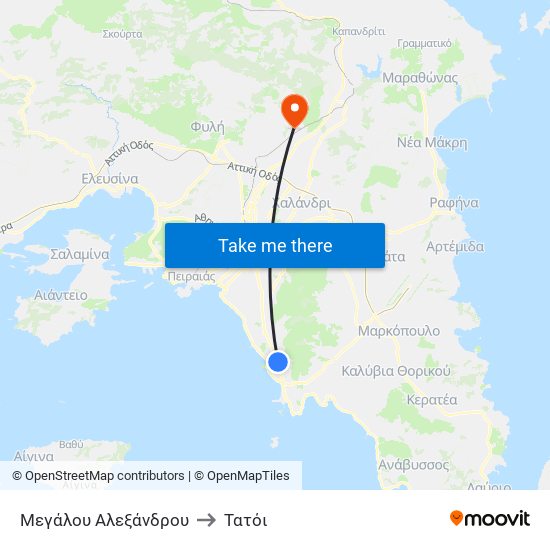 Μεγάλου Αλεξάνδρου to Τατόι map