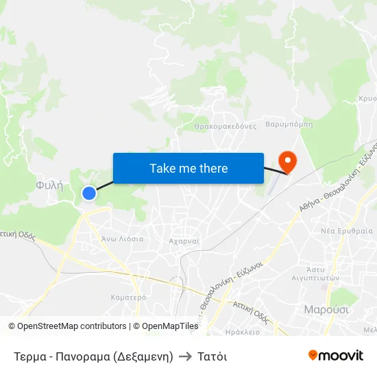 Τερμα - Πανοραμα (Δεξαμενη) to Τατόι map