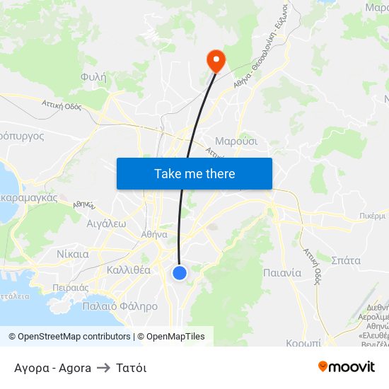 Αγορα - Agora to Τατόι map
