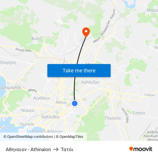 Αθηναιον - Athinaion to Τατόι map