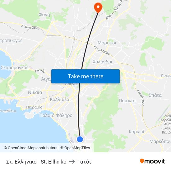 Στ. Ελληνικο - St. Ellhniko to Τατόι map