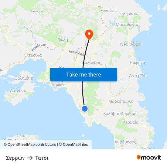 Σερρων to Τατόι map