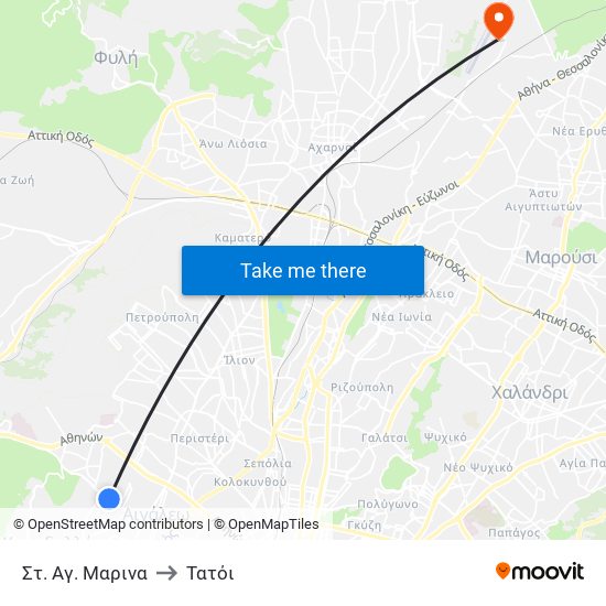 Στ. Αγ. Μαρινα to Τατόι map