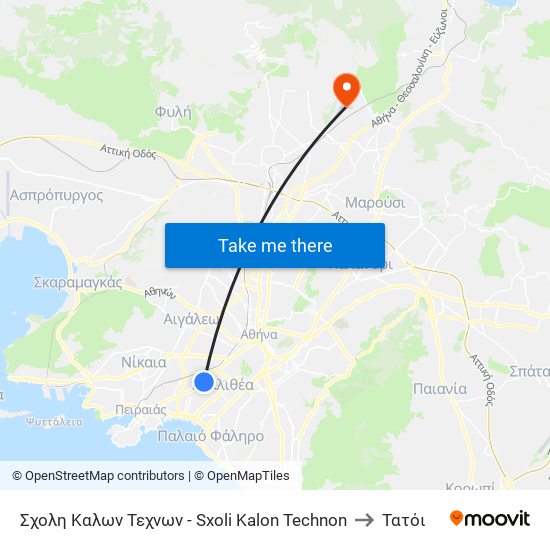 Σχολη Καλων Τεχνων - Sxoli Kalon Technon to Τατόι map