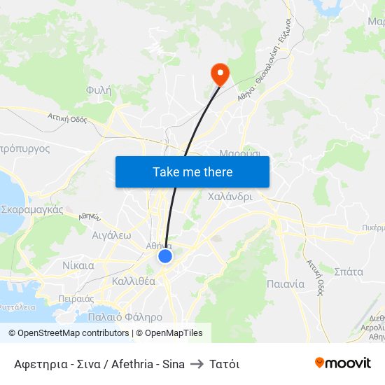 Αφετηρια - Σινα / Afethria - Sina to Τατόι map