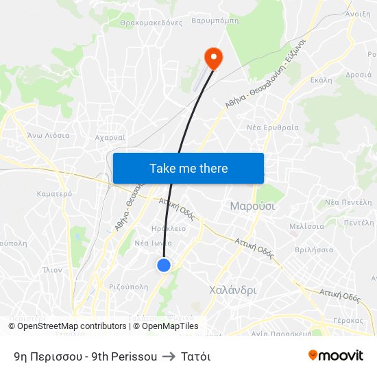 9η Περισσου - 9th Perissou to Τατόι map