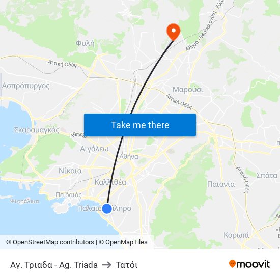 Αγ. Τριαδα - Ag. Triada to Τατόι map