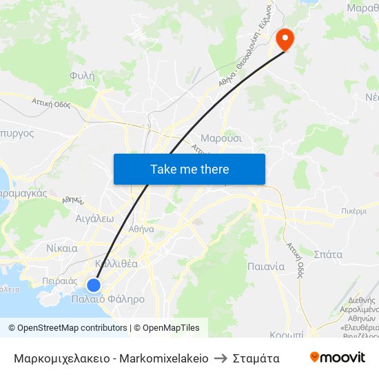 Μαρκομιχελακειο - Markomixelakeio to Σταμάτα map