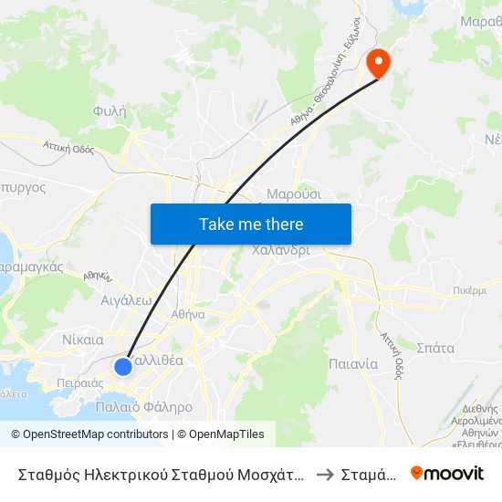 Σταθμός Ηλεκτρικού Σταθμού Μοσχάτου to Σταμάτα map