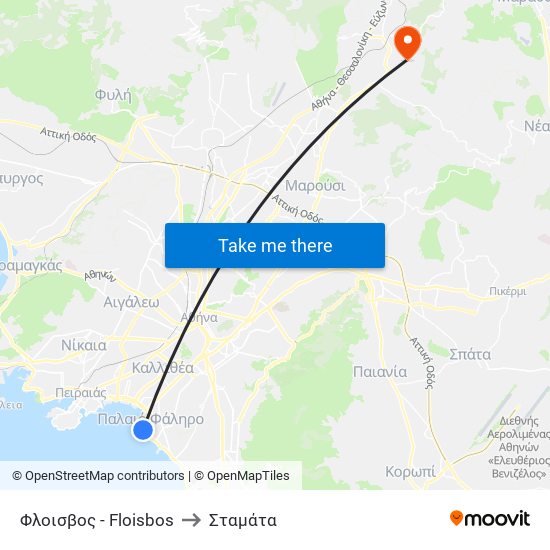 Φλοισβος - Floisbos to Σταμάτα map