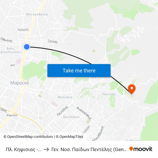 Πλ. Κηφισιας - Pl. Khfisias to Γεν. Νοσ. Παίδων Πεντέλης (Gen. Nos. Paidon Pentelis) map