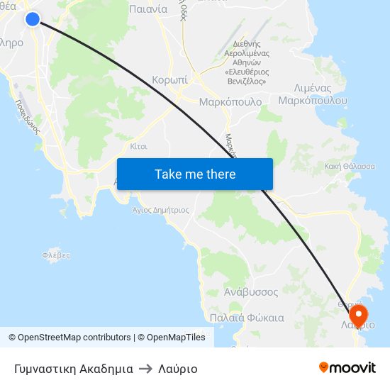 Γυμναστικη Ακαδημια to Λαύριο map