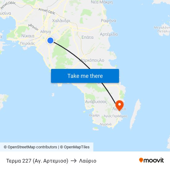 Τερμα 227 (Αγ. Αρτεμιοσ) to Λαύριο map