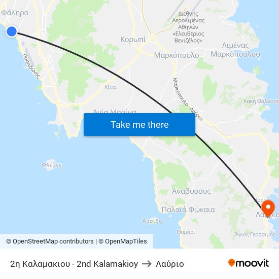 2η Καλαμακιου - 2nd Kalamakioy to Λαύριο map