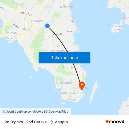 2η Γερακα - 2nd Geraka to Λαύριο map
