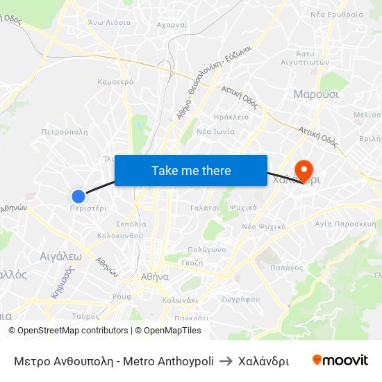 Μετρο Ανθουπολη - Metro Anthoypoli to Χαλάνδρι map