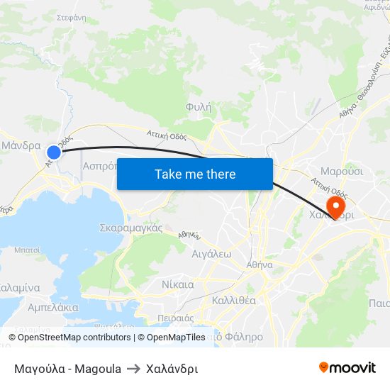 Μαγούλα - Magoula to Χαλάνδρι map