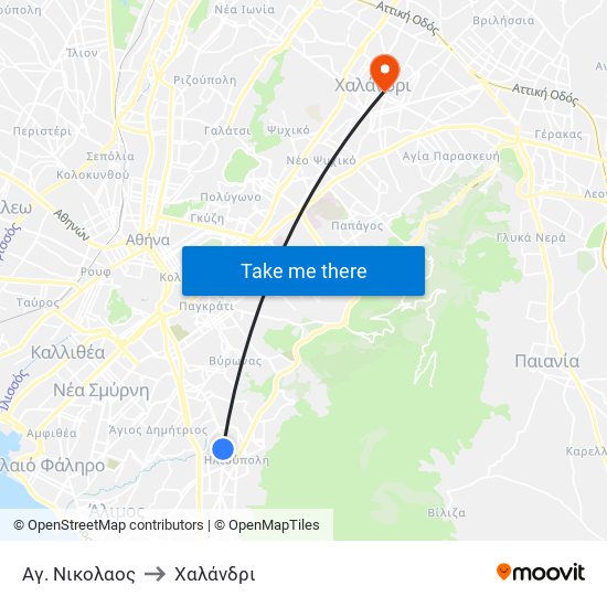 Αγ. Νικολαος to Χαλάνδρι map