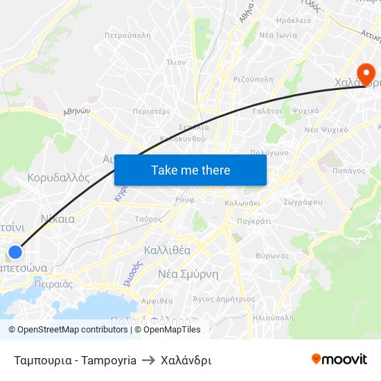 Ταμπουρια - Tampoyria to Χαλάνδρι map