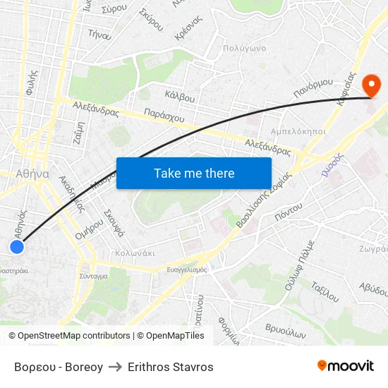 Βορεου - Boreoy to Red Cross map